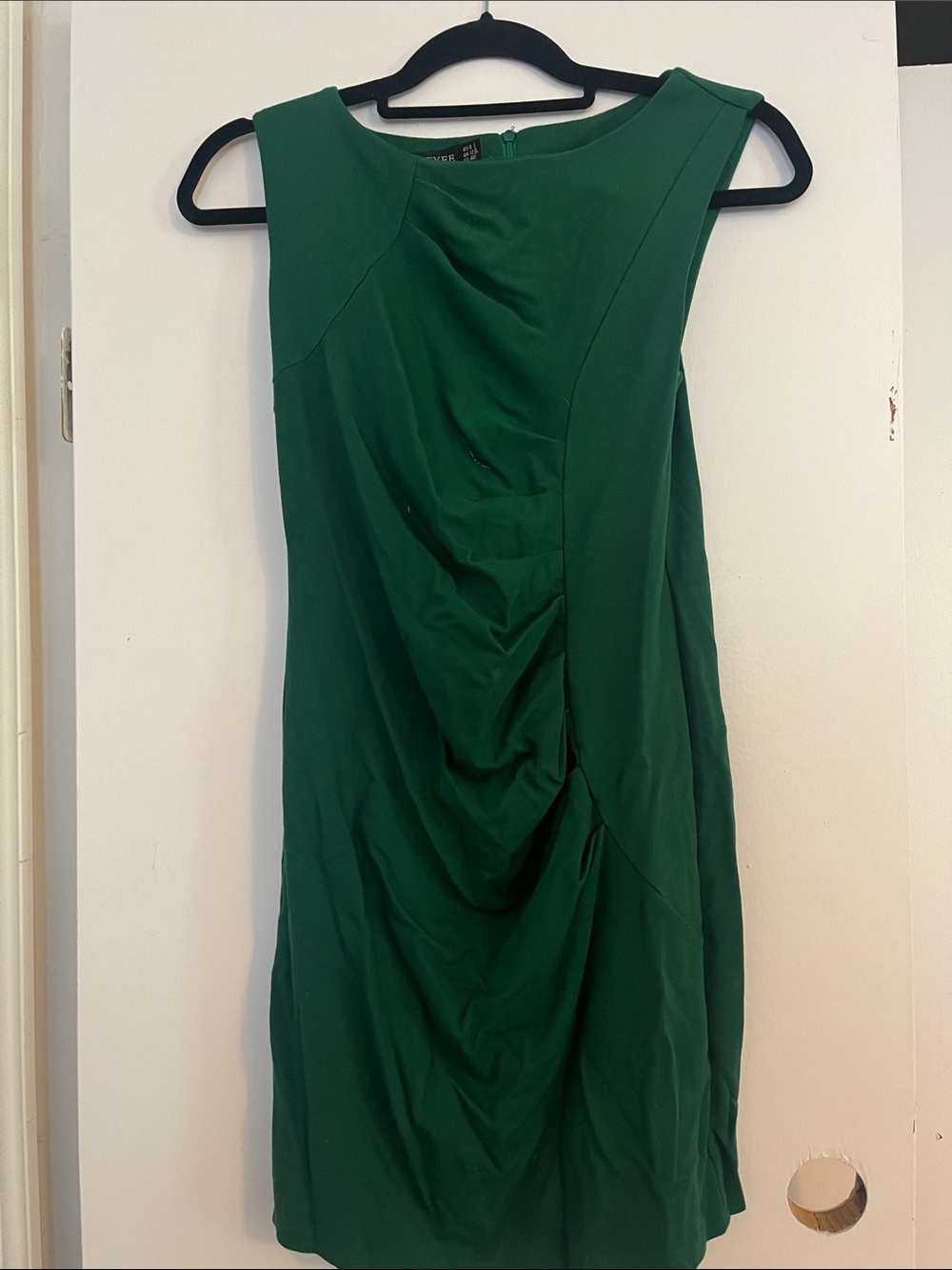 Classic Green Ruched Midi Dress